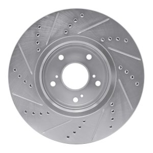 Acura ILX Brake Rotor (1) - Front Right - R1 Concepts - Drilled & Slotted - Silver - `16-`22